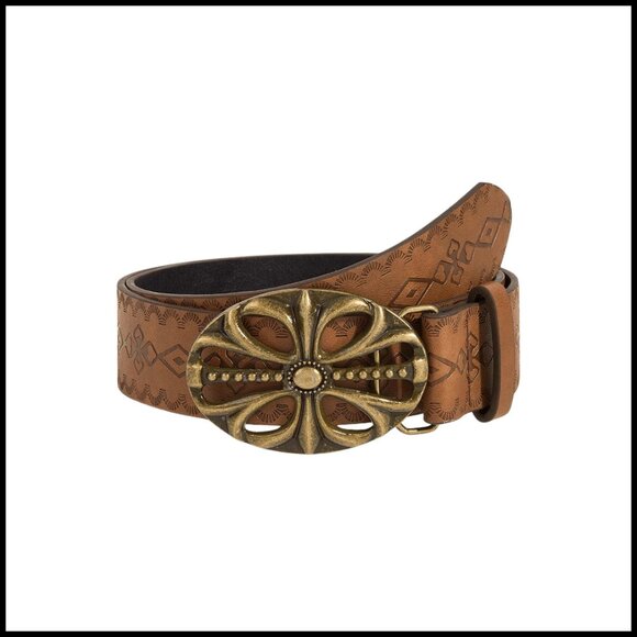 Accessories - Retro Western Belt Faux Leather Metal Buckle Vintage Cowgirl Style